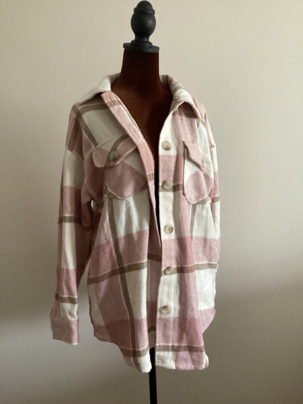 Flannel button up oversized shacket